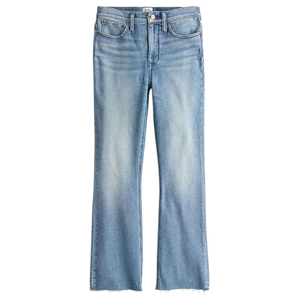 J Crew 9" Billie Demi Boot Cut Crop Jeans Raw Hem Light Cornflower Wash 25